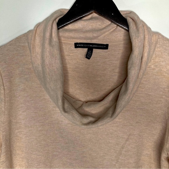 White House Black Market Women's Cream Knit Cowl Neck Cropped Sweater Size Small - Picture 2 of 8